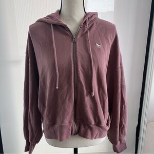 Abercrombie & Fitch Hoodie Sweatshirt Women’s Full Zip Fleece Mauve Pink | Large